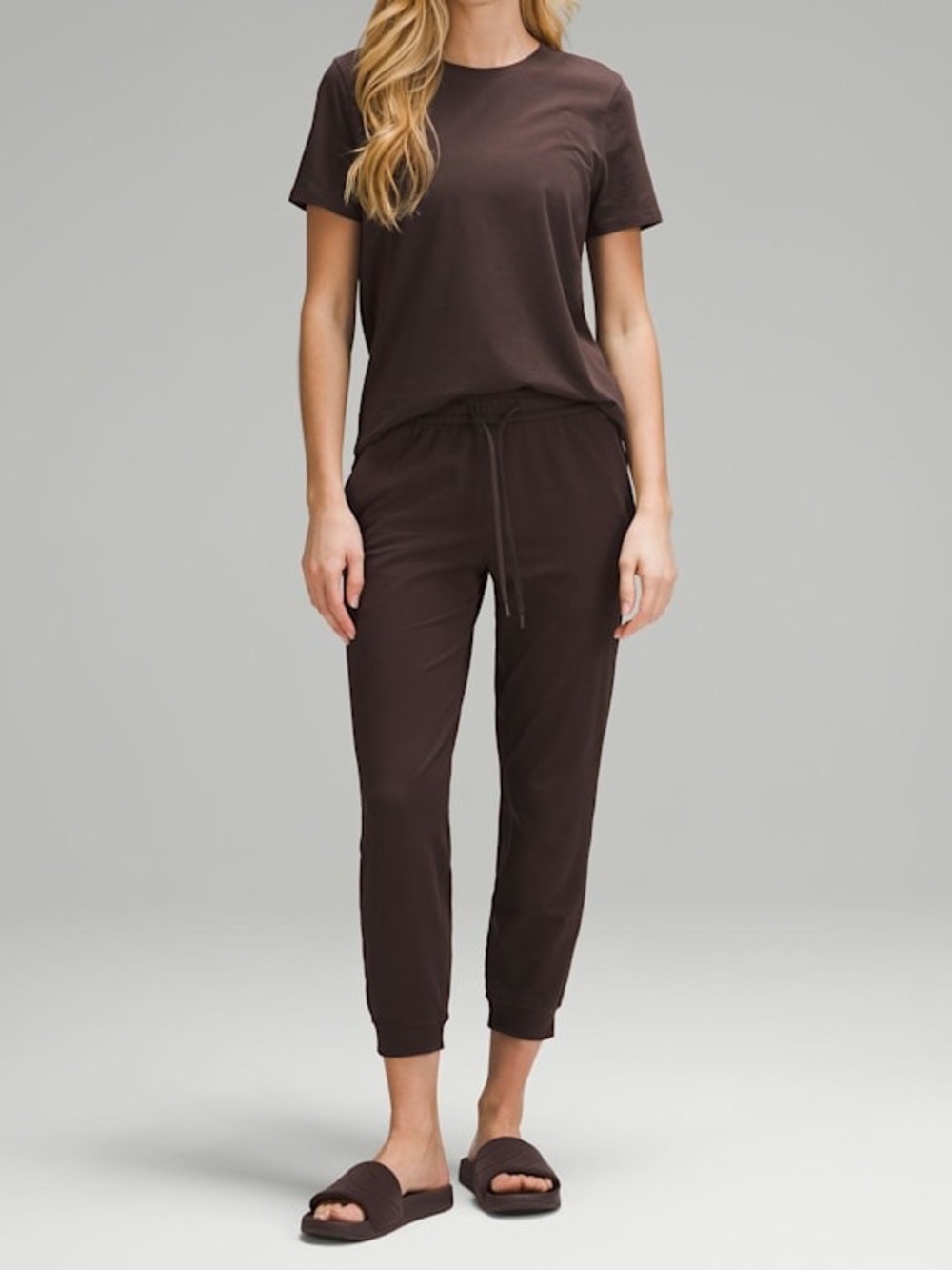 LULULEMON $100 MID RISE JERSEY JOGGER SWEATPANTS ESPRESSO